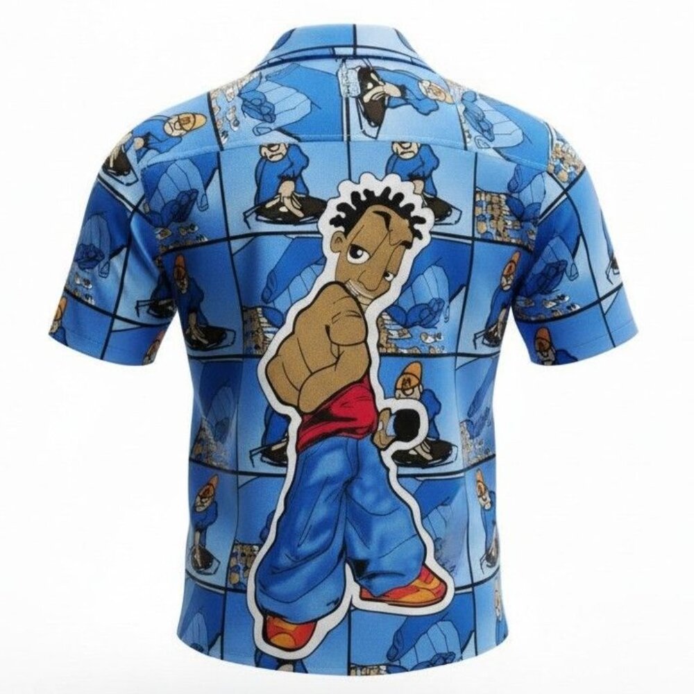 Vtg 90s Y2K  UP RO'S Allover Print Shirt Hip Hop DJ Urban Artist Rap Graffiti XL - Picture 2 of 16